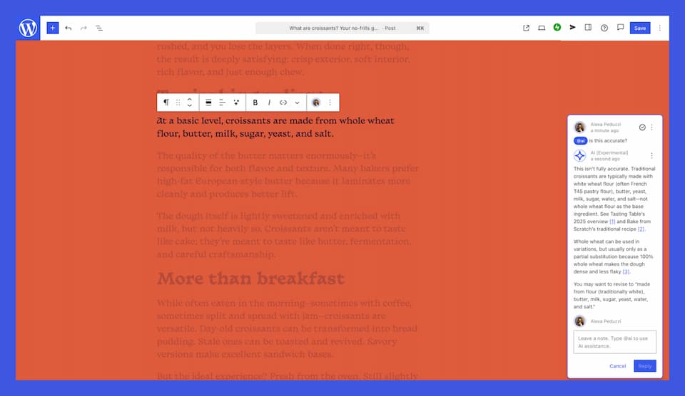 bloques con IA en WP